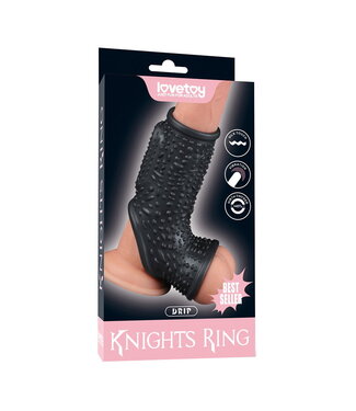 Rimba LoveToy - Drip Knights Ring - Vibrerende Penis en Scrotum Sleeve (Ø 2,8 cm) - Zwart