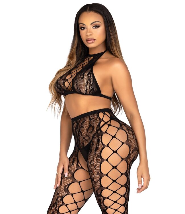 Crop Top & Crotchless Tights