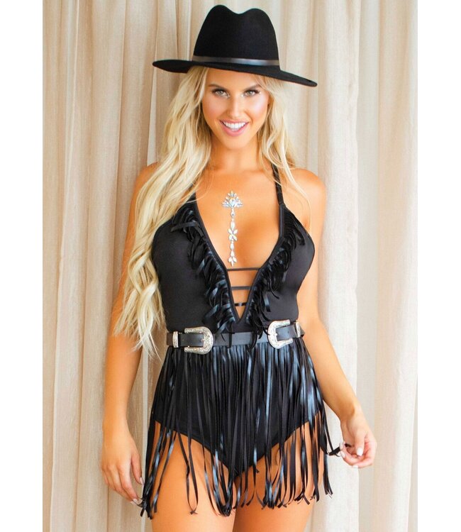Fringe Halter Bodysuit