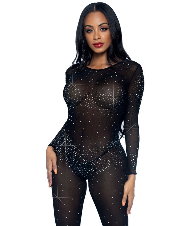 Sheer Rhinestone Catsuit