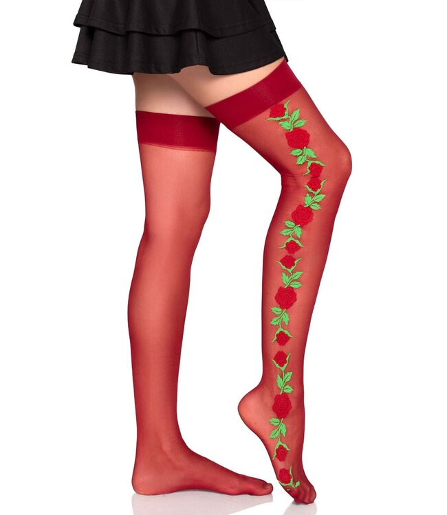 Spandex Thigh Highs with Roses