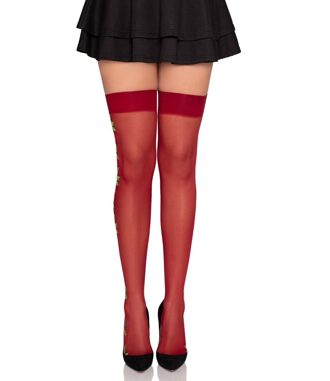 Spandex Thigh Highs with Roses