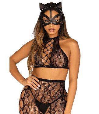 Vegan Leather Studded Cat Mask