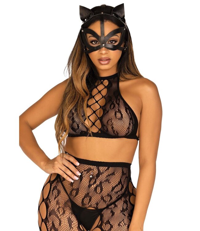 Vegan Leather Studded Cat Mask