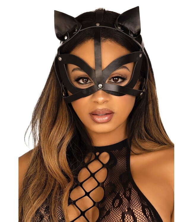 Vegan Leather Studded Cat Mask