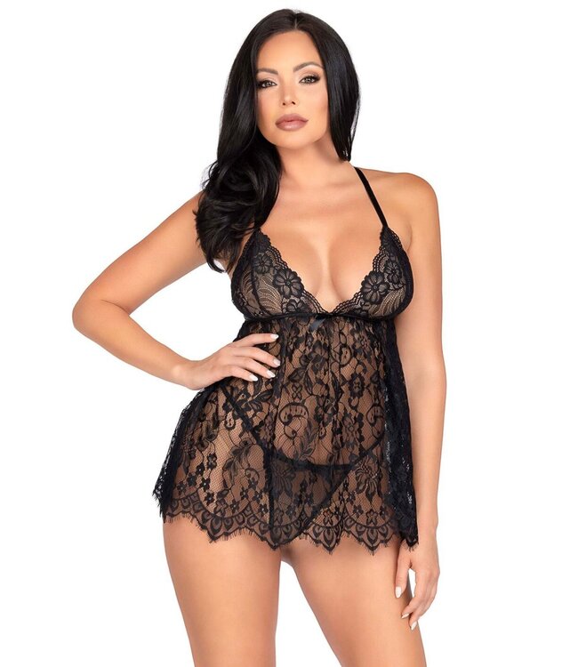 Floral Lace Babydoll and String