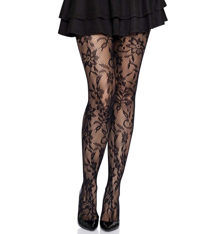 Seamless Floral Lace Pantyhose