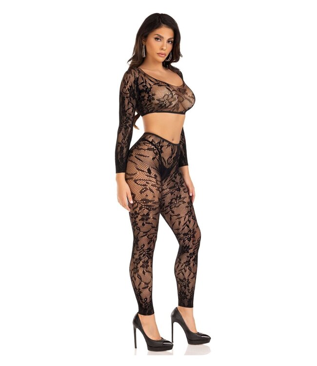 Lace Crop Top and Footless Tights