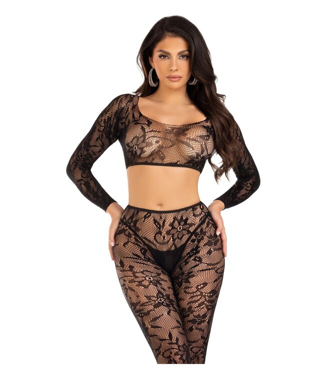 Lace Crop Top and Footless Tights
