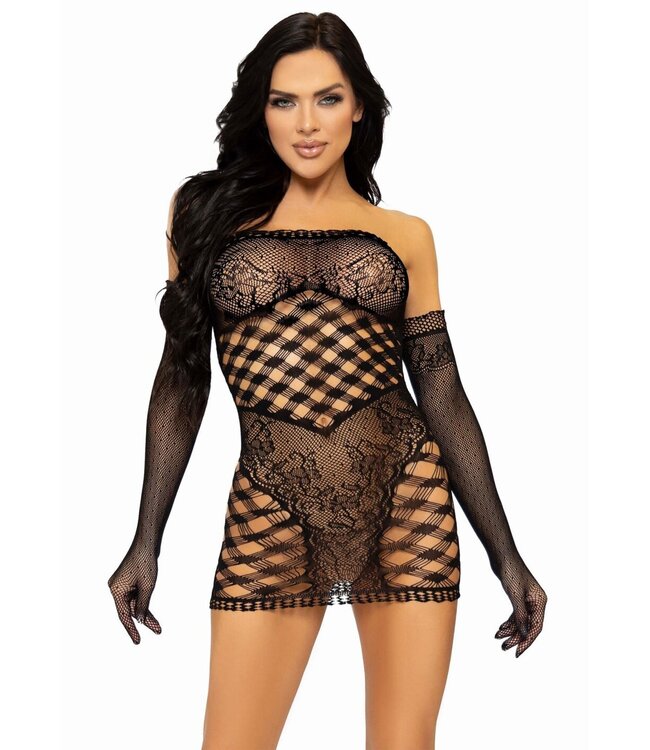 Tube Dress With Matching Gloves