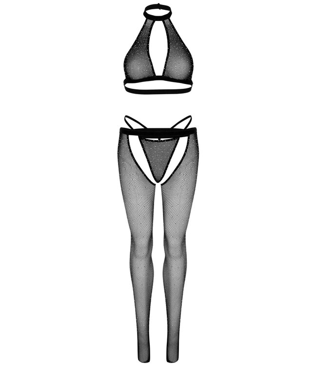 Keyhole Top, String and Crotchless Tights