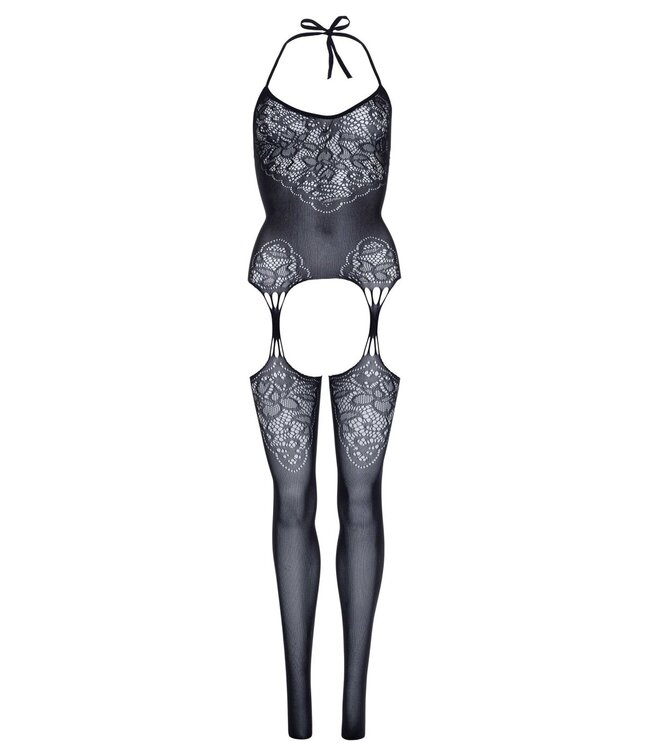 Seamless Lace Net Suspender Bodystocking