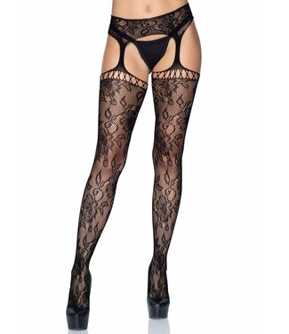 Lace Stockings with Attached Garter Belt
