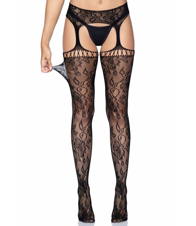 Lace Stockings with Attached Garter Belt