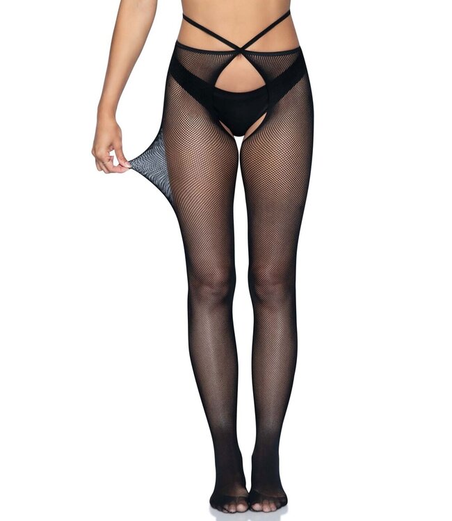 Micronet Strappy Crotchless Pantyhose