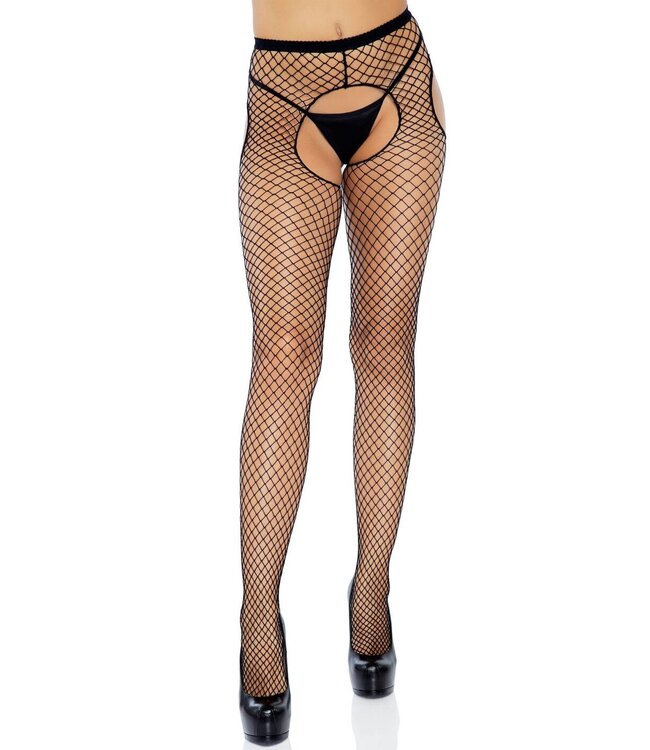 Crotchless Fishnet Suspender Pantyhose
