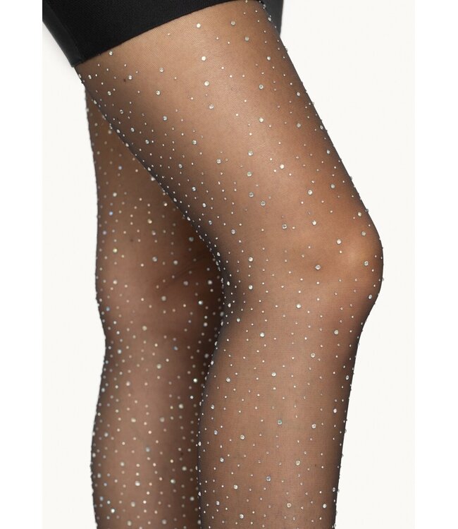 Sheer Rhinestone Elastane Pantyhose