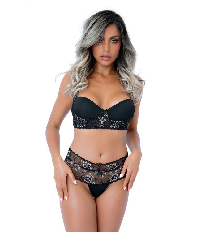 Balconette push-up lace bra