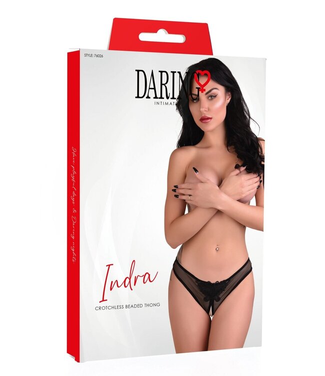 Indra crotchless beaded thong