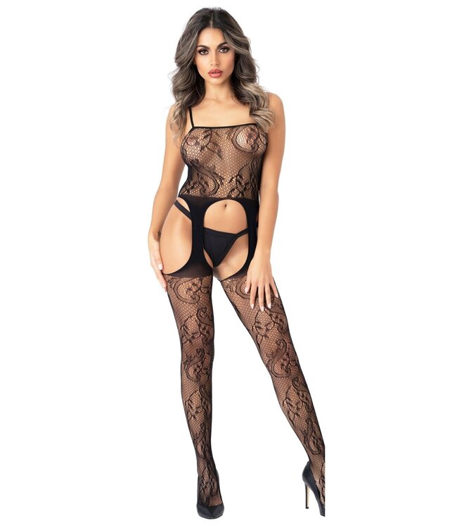 Floral Suspender Bodystocking