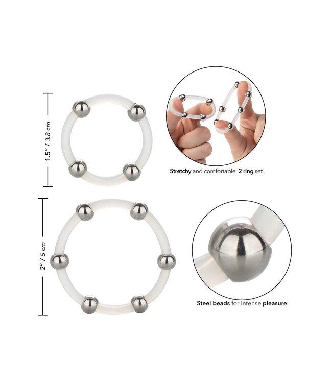 Steel Beaded Silicone Ring Set
