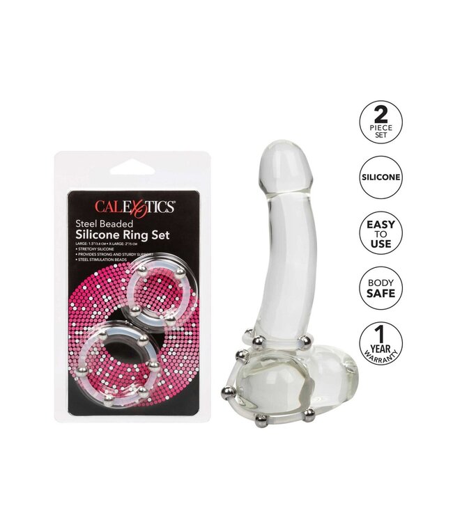 Steel Beaded Silicone Ring Set