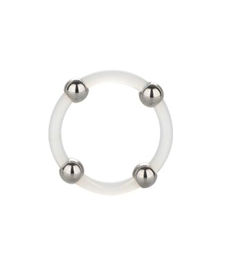 Steel Beaded Silicone Ring L