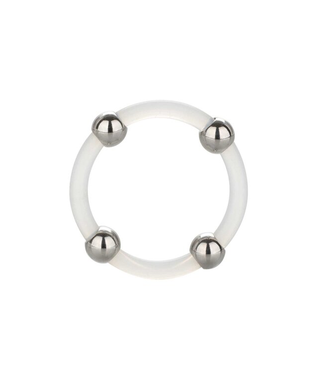 Steel Beaded Silicone Ring L