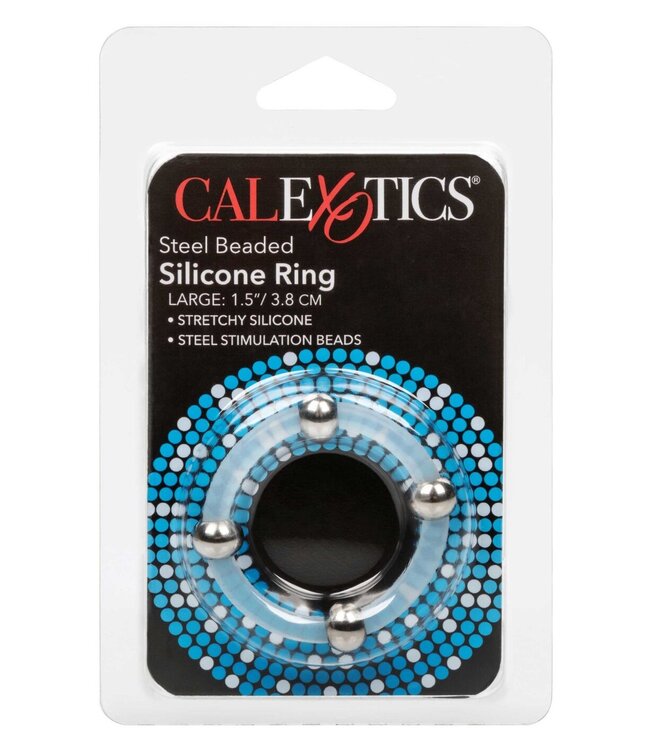 Steel Beaded Silicone Ring L