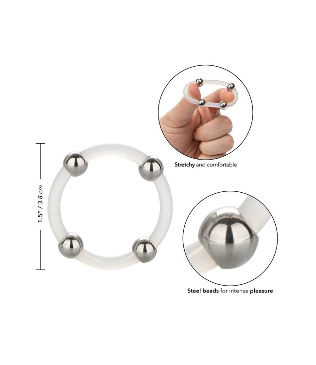 Steel Beaded Silicone Ring L