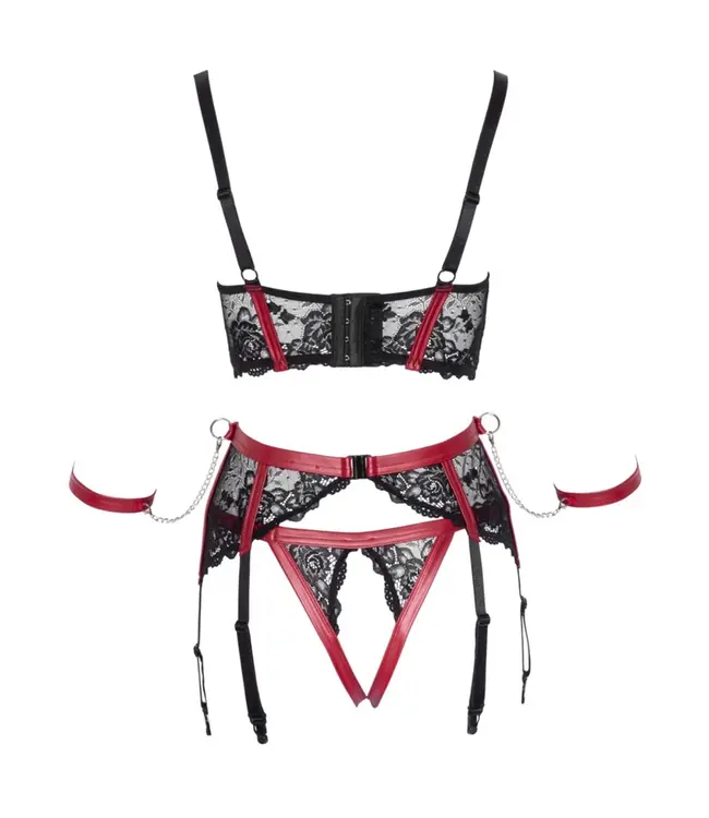 Cottelli Collection Bondage Shelf Bra Set Black / Red
