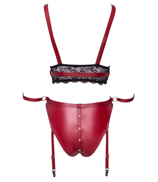 Cottelli Collection Bondage Bra and Briefs with Removable Suspender Straps