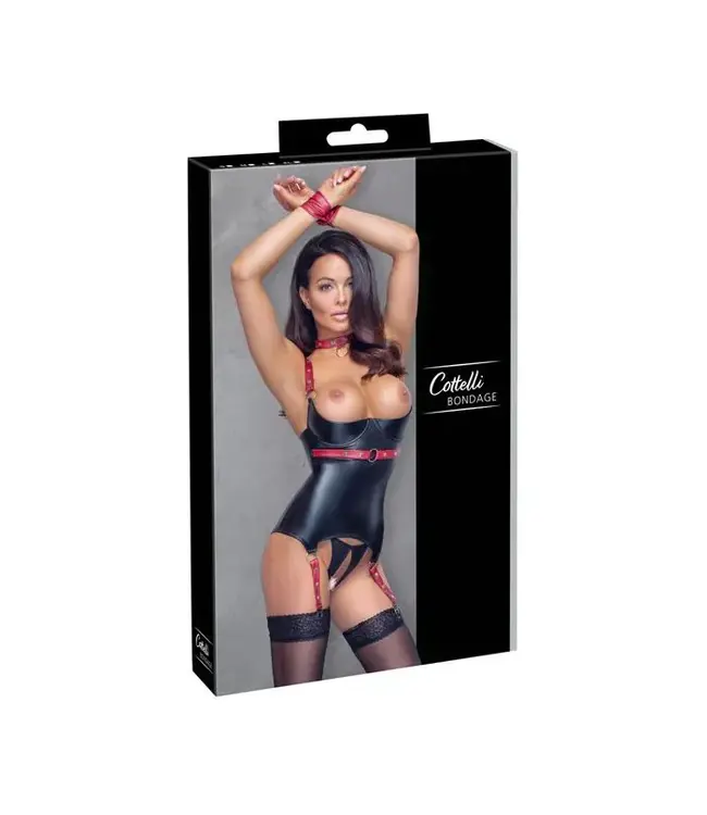 Cottelli Collection Bondage Cami Suspender Set with G-String