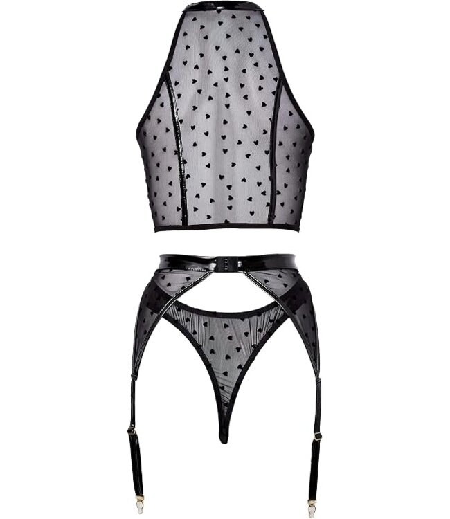 Forplay Forplay Womens I Heart You Lingerie Set Black