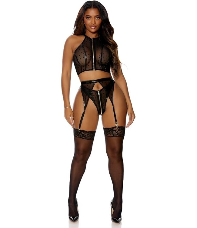 Forplay Forplay Womens I Heart You Lingerie Set Black