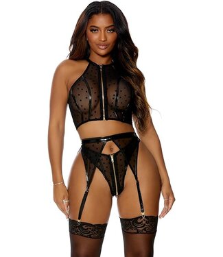 Forplay Forplay Womens I Heart You Lingerie Set Black