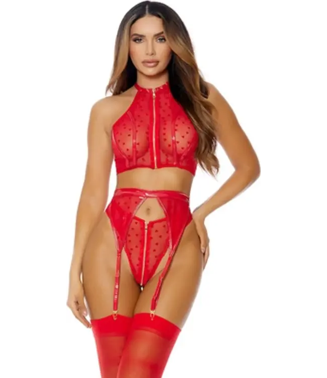Forplay Forplay Womens I Heart You Lingerie Set Red