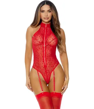 Forplay Eat Your Heart Out Mesh Teddy