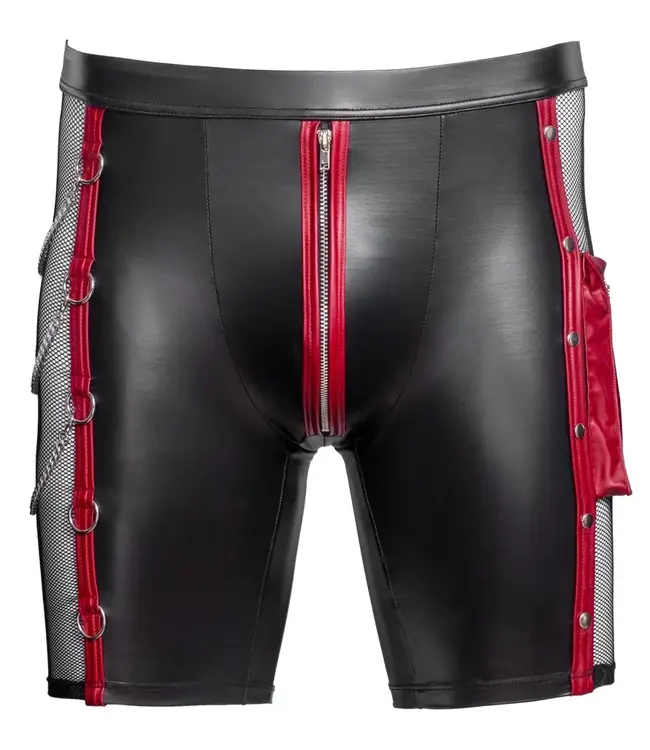 NEK Men's Matte Look Pants with Red Stripes, Chains & Cargo Pocket
