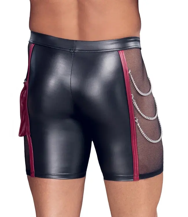 NEK Men's Matte Look Pants with Red Stripes, Chains & Cargo Pocket