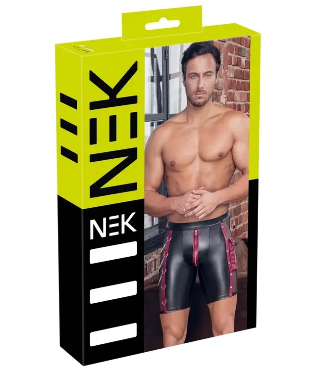 NEK Men's Matte Look Pants with Red Stripes, Chains & Cargo Pocket