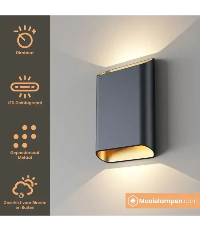 Artdelight Artdelight Moderne LED Wandleuchte Diaz L - Schwarz/Champagner