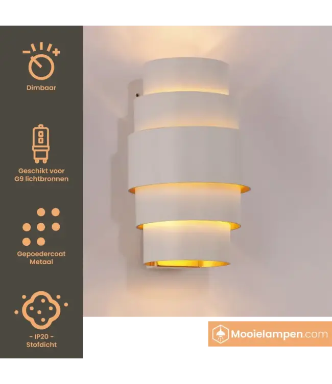 Artdelight Artdelight Design-Wandleuchte Rolls - Weiß/Gold