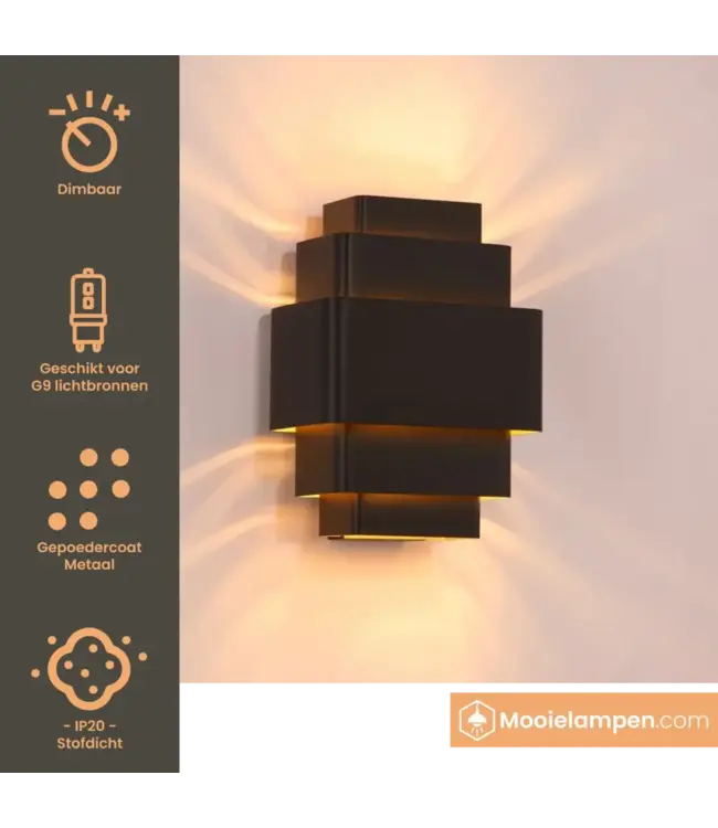 Artdelight Artdelight Design-Wandleuchte Layers - Schwarz/Gold