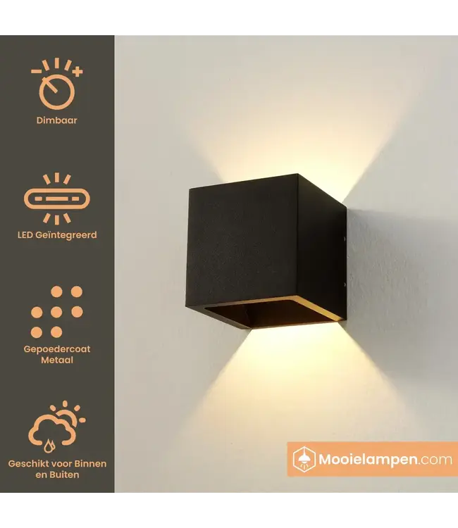 Artdelight Artdelight Robuste LED Wandleuchte Cube - Schwarz