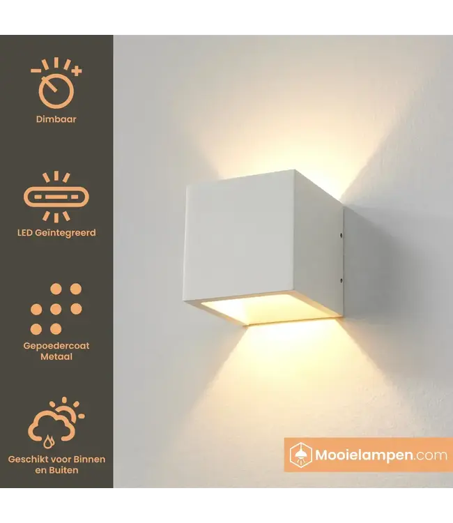 Artdelight Artdelight Robuste LED Wandleuchte Cube - Weiß