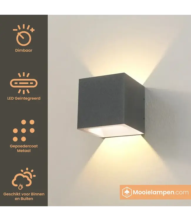 Artdelight Artdelight Robuste LED Wandleuchte Cube - Grafit