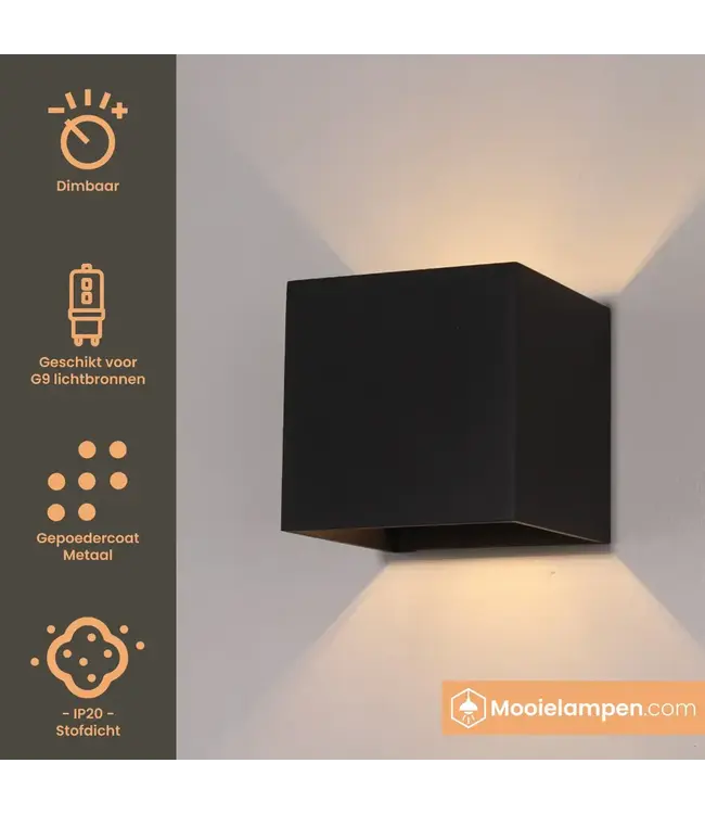 Artdelight Artdelight Industrielle G9-Wandleuchte Gymm - Schwarz
