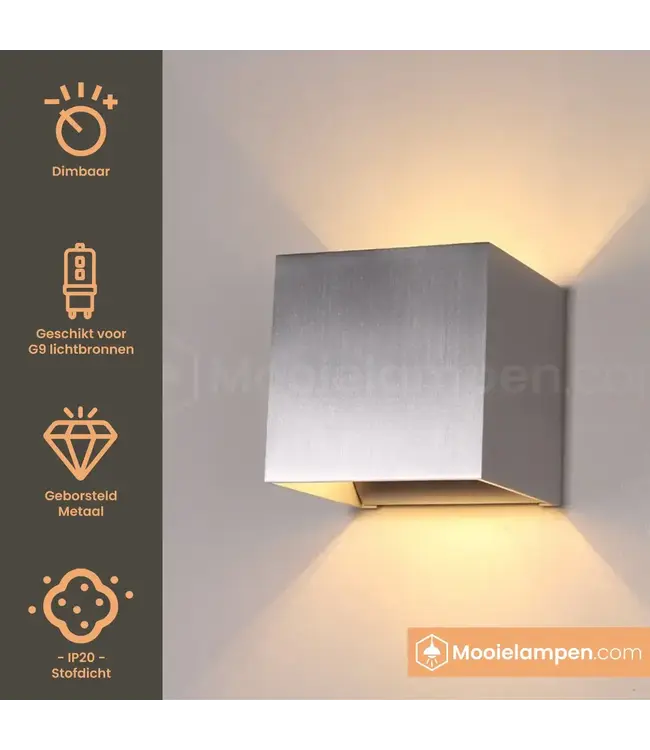 Artdelight Artdelight Industrielle G9-Wandleuchte Gymm - Aluminium