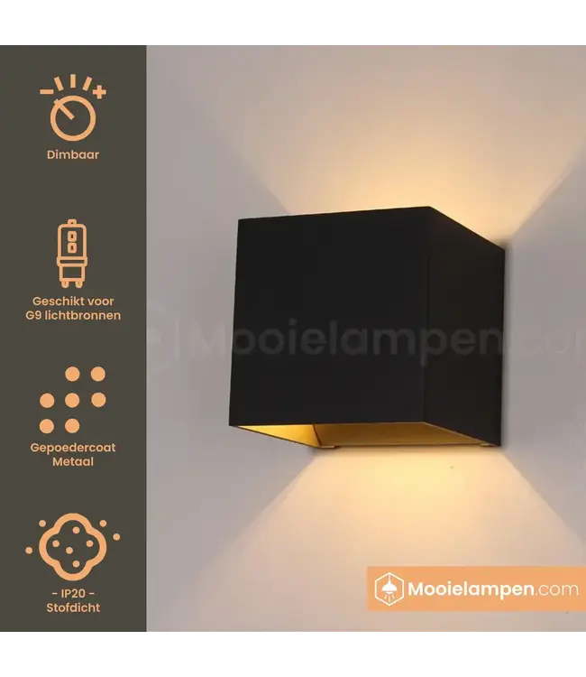 Artdelight Artdelight Industrielle G9-Wandleuchte Gymm - Schwarz/Gold